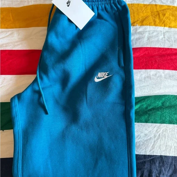 Nike Men’s Teal Blue Fleece Jogger Sweatpants - Picture 2 of 4